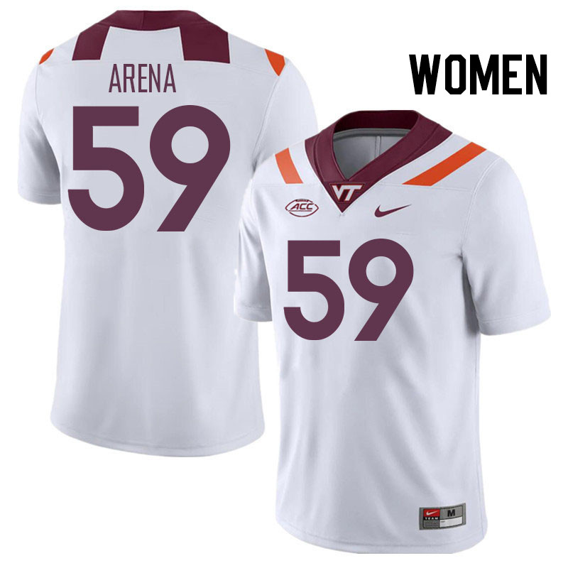 Women #59 Gabriel Arena Virginia Tech Hokies College Football Jerseys Stitched Sale-White